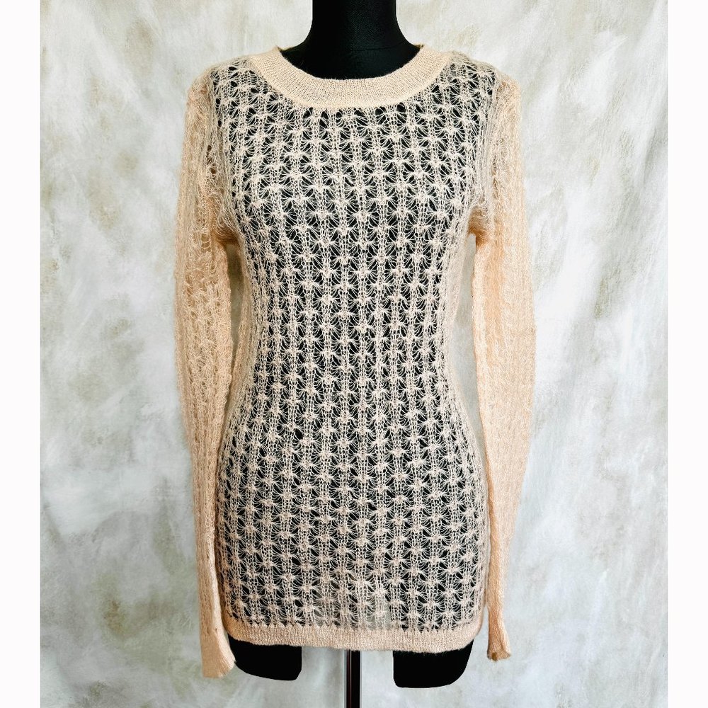Frenchie Open Knit Mohair Blend Sweater M